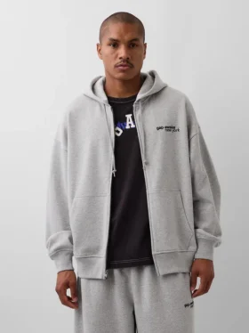 Sweat à capuche zippé oversize épais GAP × Awake Ny avec logo
