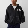 Sweat à capuche zippé oversize épais GAP × Awake Ny avec logo