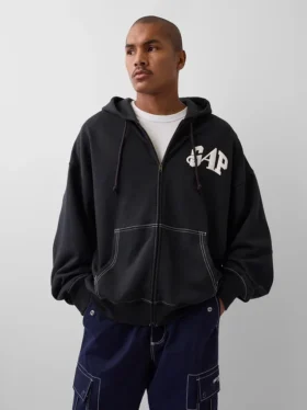 Sweat à capuche zippé oversize épais GAP × Awake Ny avec logo