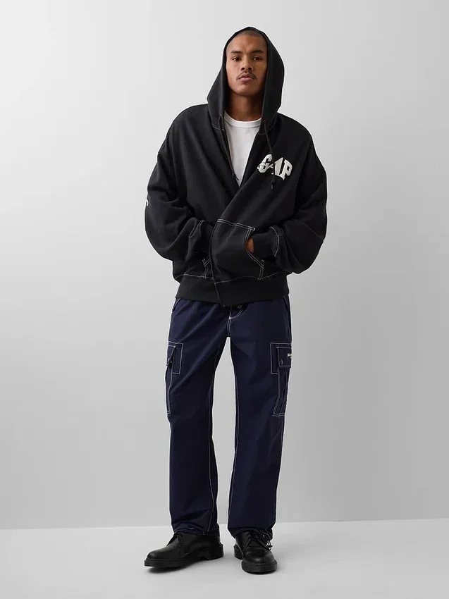 Sweat à capuche zippé oversize épais GAP × Awake Ny avec logo