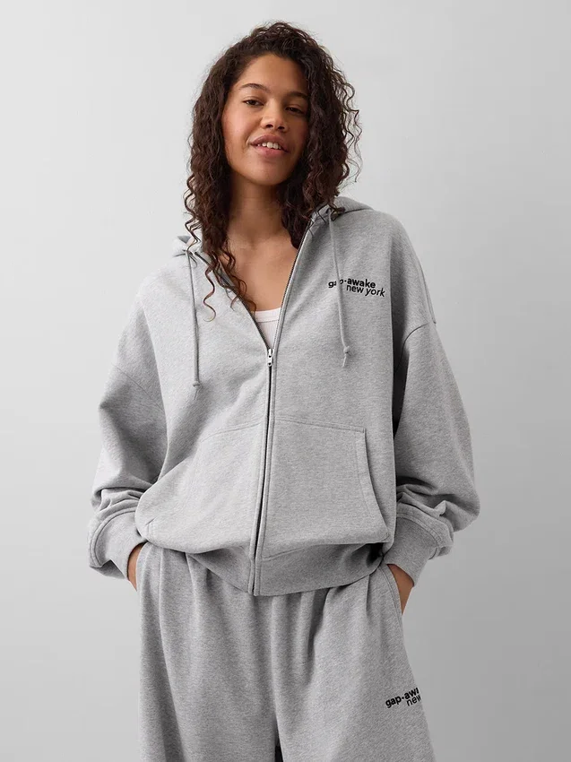 Sweat à capuche zippé oversize épais GAP × Awake Ny avec logo