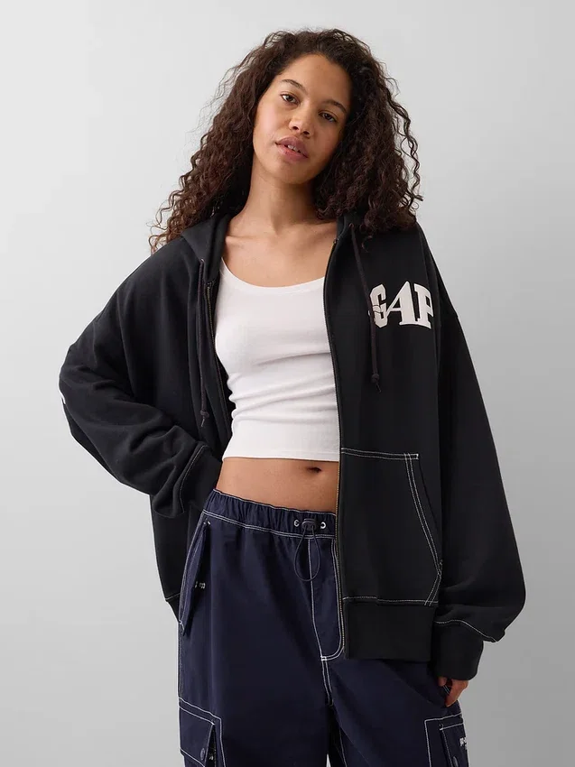 Sweat à capuche zippé oversize épais GAP × Awake Ny avec logo