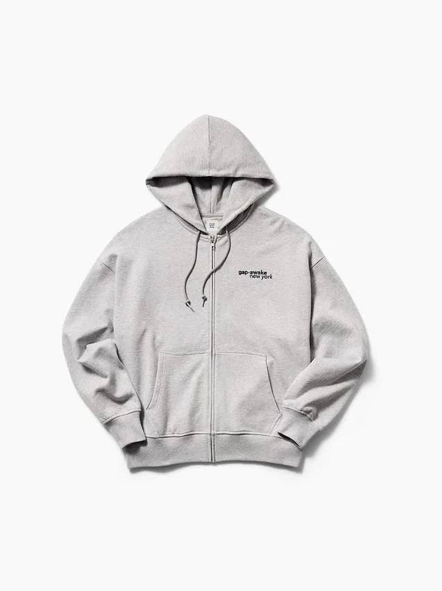 Sweat à capuche zippé oversize épais GAP × Awake Ny avec logo