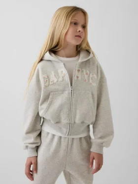 Sweat à capuche zippé oversize pour enfant avec logo Vintagesoft