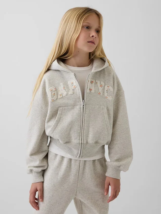 Sweat à capuche zippé oversize pour enfant avec logo Vintagesoft