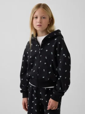 Sweat à capuche zippé oversize pour enfant avec logo Vintagesoft
