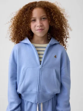 Sweat à capuche zippé oversize pour enfant avec logo Vintagesoft
