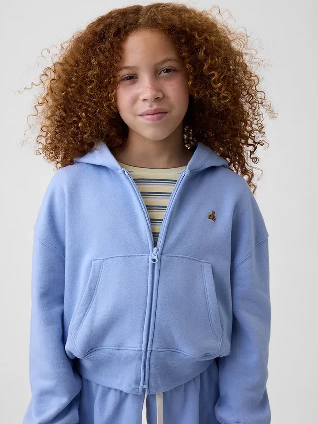 Sweat à capuche zippé oversize pour enfant avec logo Vintagesoft