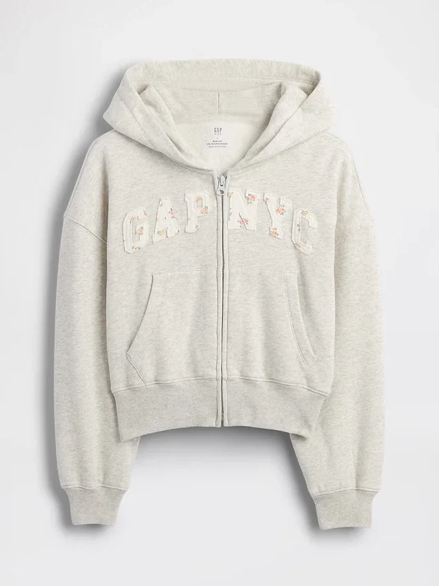 Sweat à capuche zippé oversize pour enfant avec logo Vintagesoft
