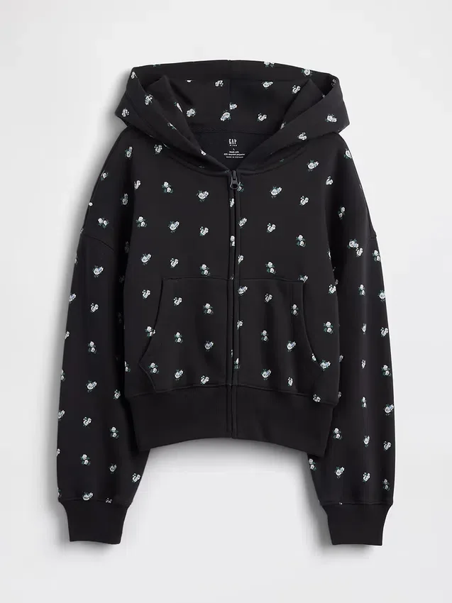 Sweat à capuche zippé oversize pour enfant avec logo Vintagesoft