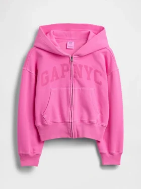 Sweat à capuche zippé oversize pour enfant avec logo Vintagesoft