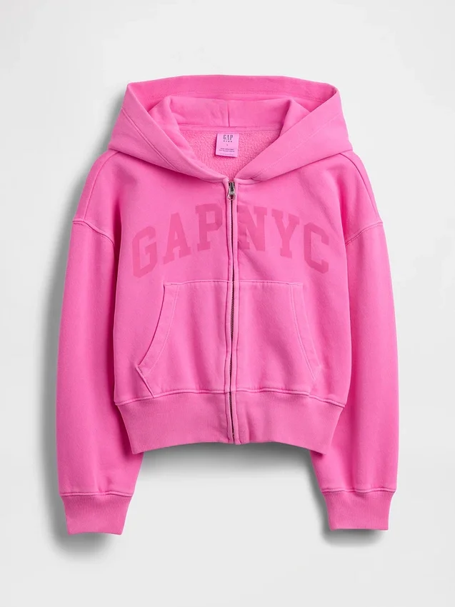Sweat à capuche zippé oversize pour enfant avec logo Vintagesoft