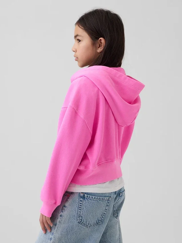 Sweat à capuche zippé oversize pour enfant avec logo Vintagesoft