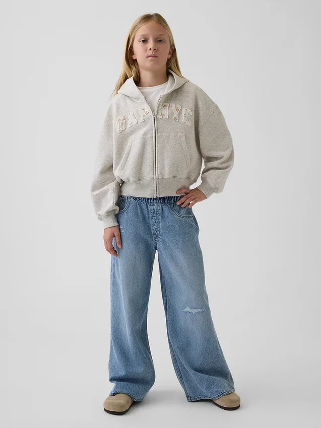 Sweat à capuche zippé oversize pour enfant avec logo Vintagesoft