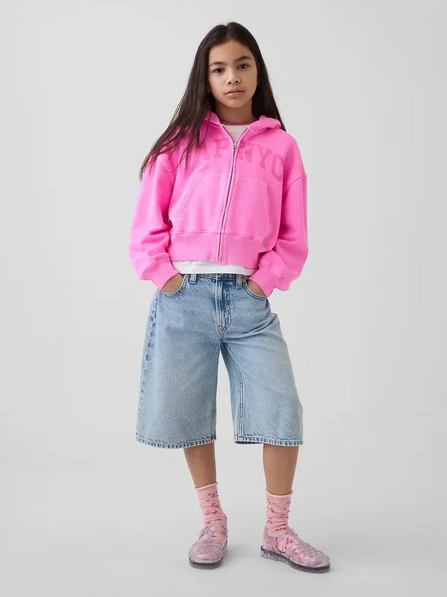 Sweat à capuche zippé oversize pour enfant avec logo Vintagesoft