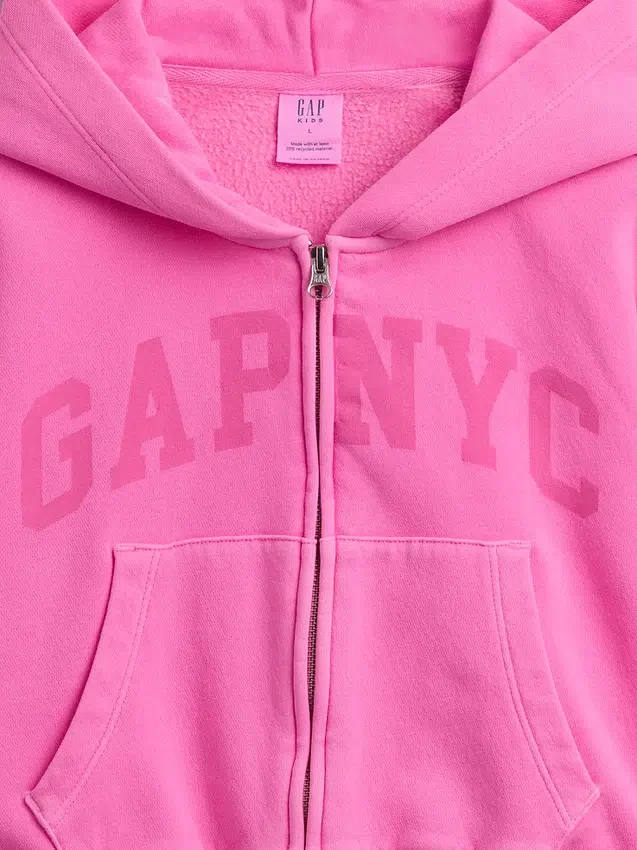 Sweat à capuche zippé oversize pour enfant avec logo Vintagesoft