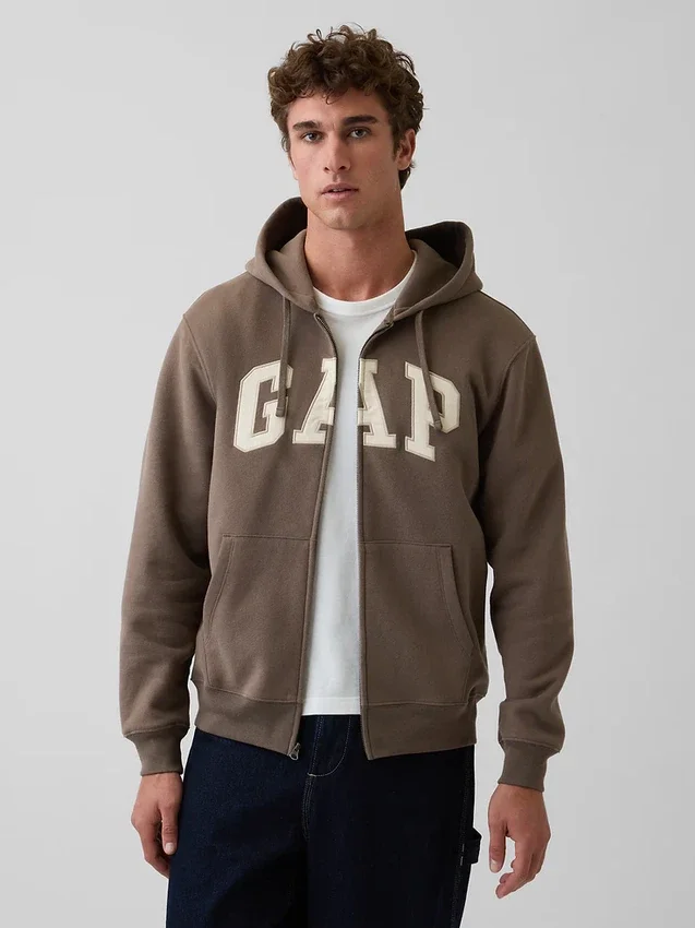 Sweat à capuche zippé pour adulte Vintagesoft Arch Logo