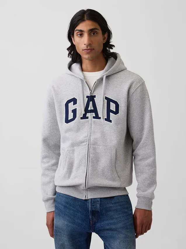 Sweat à capuche zippé pour adulte Vintagesoft Arch Logo