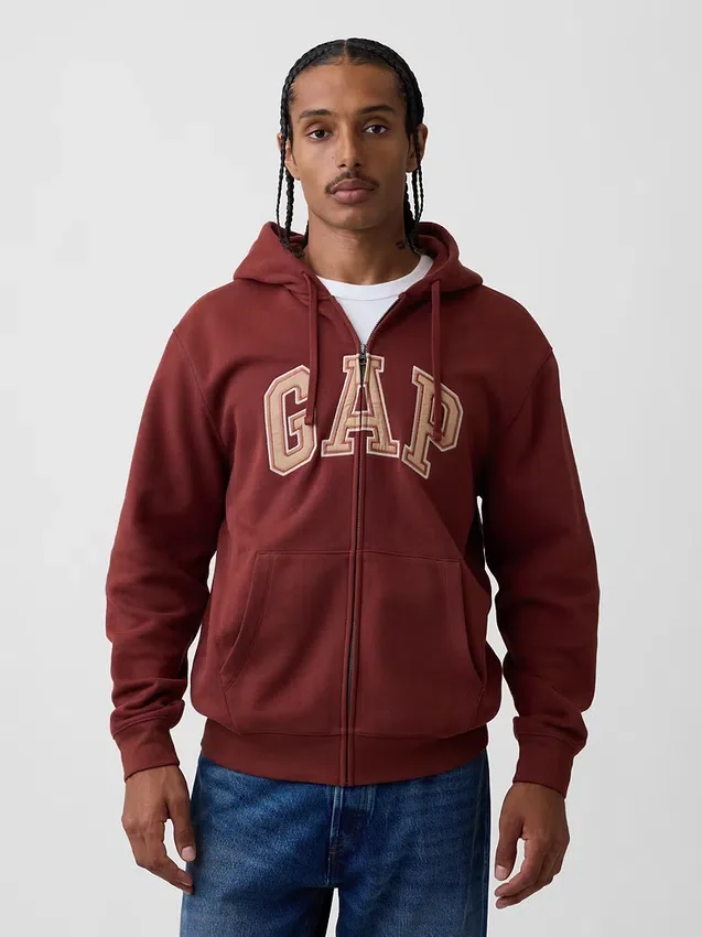 Sweat à capuche zippé pour adulte Vintagesoft Arch Logo