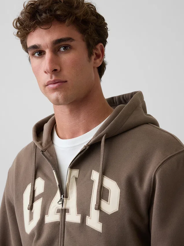 Sweat à capuche zippé pour adulte Vintagesoft Arch Logo