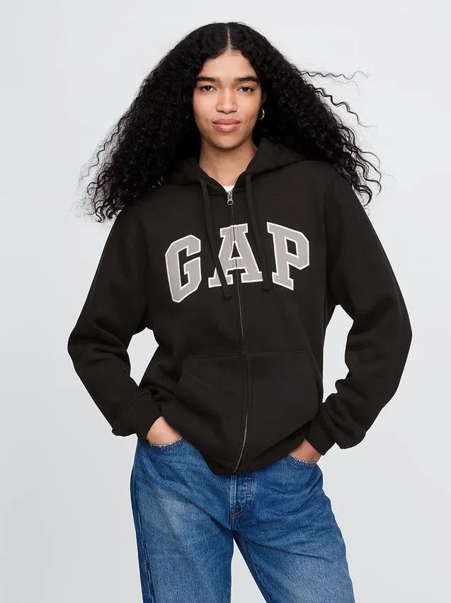 Sweat à capuche zippé pour adulte Vintagesoft Arch Logo