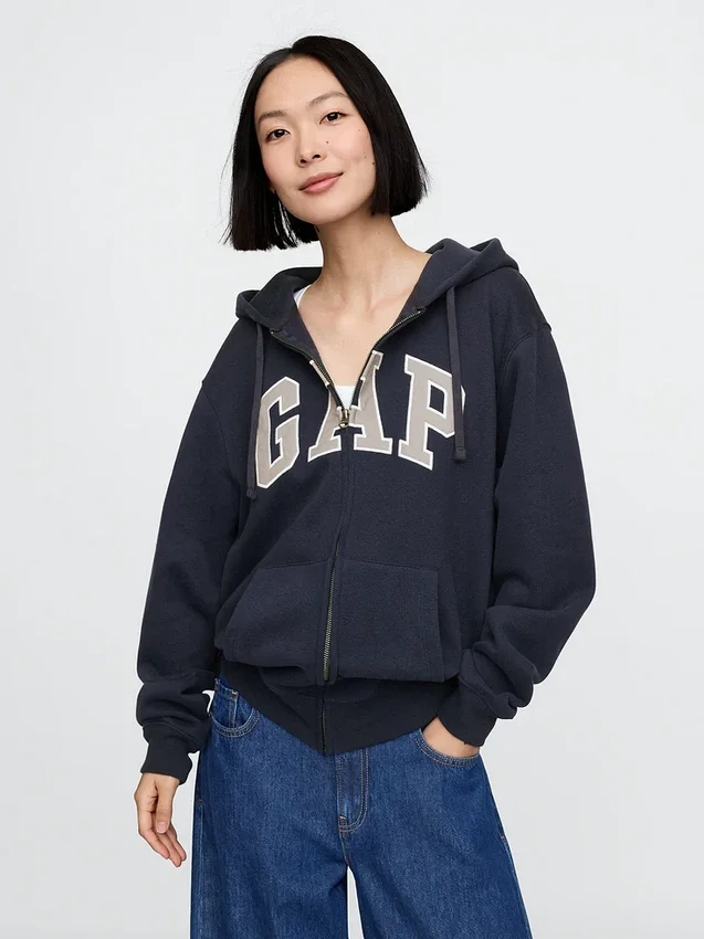 Sweat à capuche zippé pour adulte Vintagesoft Arch Logo