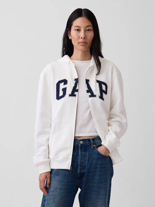 Sweat à capuche zippé pour adulte Vintagesoft Arch Logo