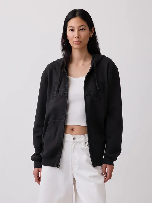 Sweat à capuche zippé pour adulte Vintagesoft Arch Logo