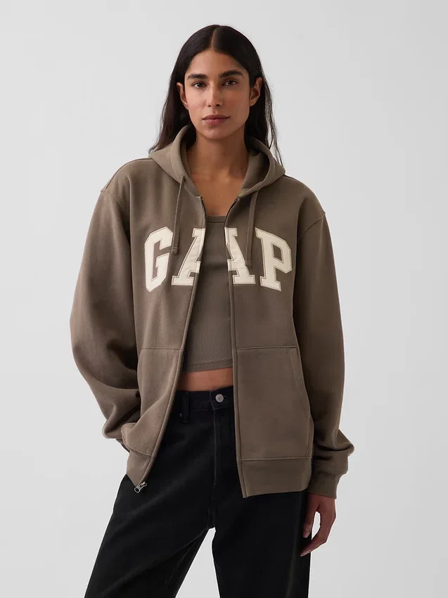 Sweat à capuche zippé pour adulte Vintagesoft Arch Logo