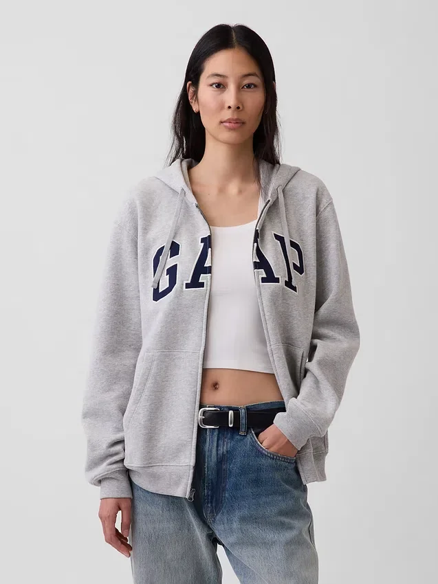 Sweat à capuche zippé pour adulte Vintagesoft Arch Logo