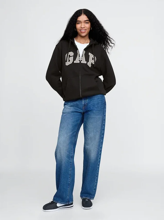 Sweat à capuche zippé pour adulte Vintagesoft Arch Logo