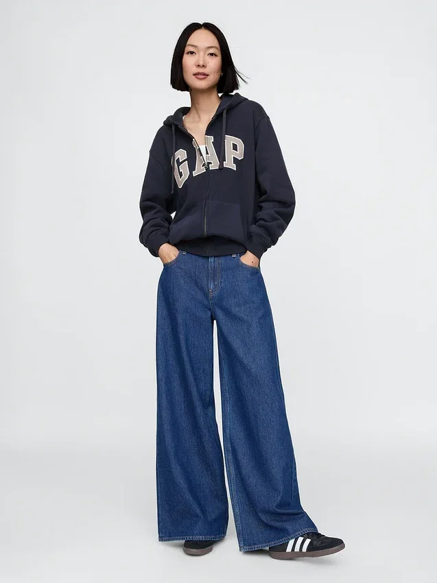 Sweat à capuche zippé pour adulte Vintagesoft Arch Logo