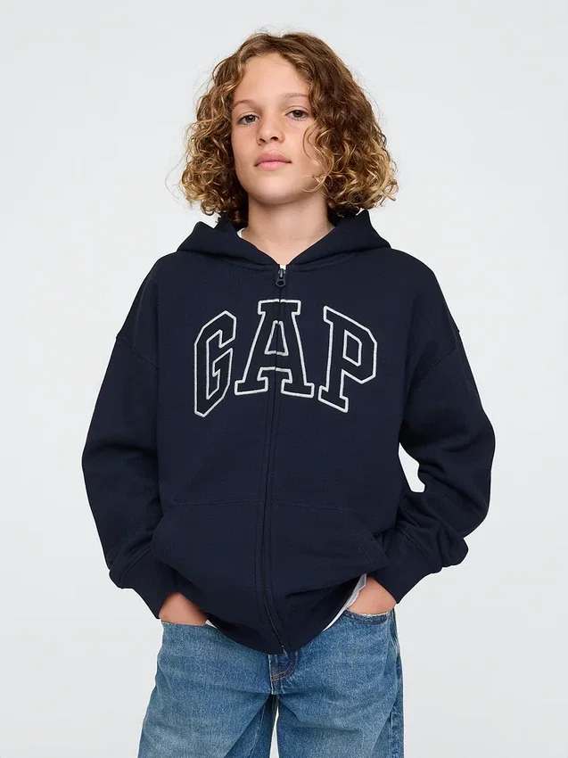 Sweat à capuche zippé pour enfant avec logo Vintagesoft