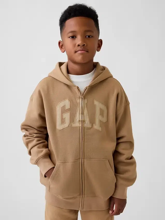 Sweat à capuche zippé pour enfant avec logo Vintagesoft