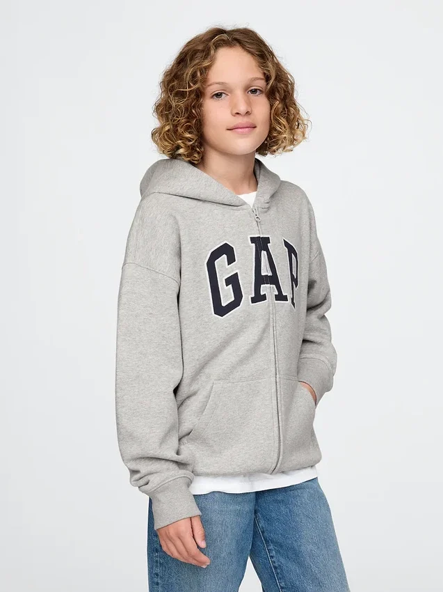 Sweat à capuche zippé pour enfant avec logo Vintagesoft