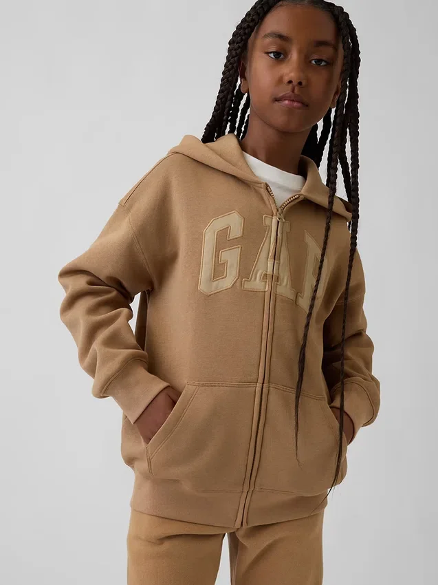 Sweat à capuche zippé pour enfant avec logo Vintagesoft