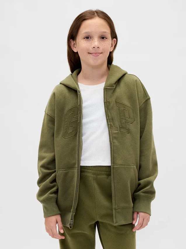 Sweat à capuche zippé pour enfant avec logo Vintagesoft