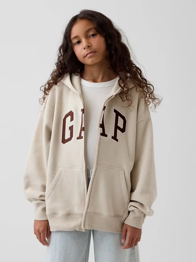 Sweat à capuche zippé pour enfant avec logo Vintagesoft