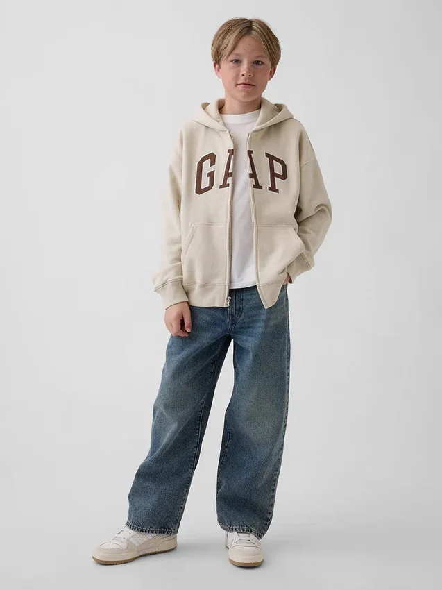 Sweat à capuche zippé pour enfant avec logo Vintagesoft