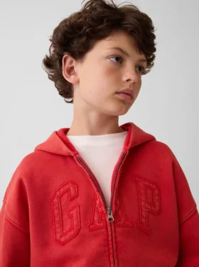 Sweat à capuche zippé pour enfant Vintagesoft à la coupe décontractée et logo