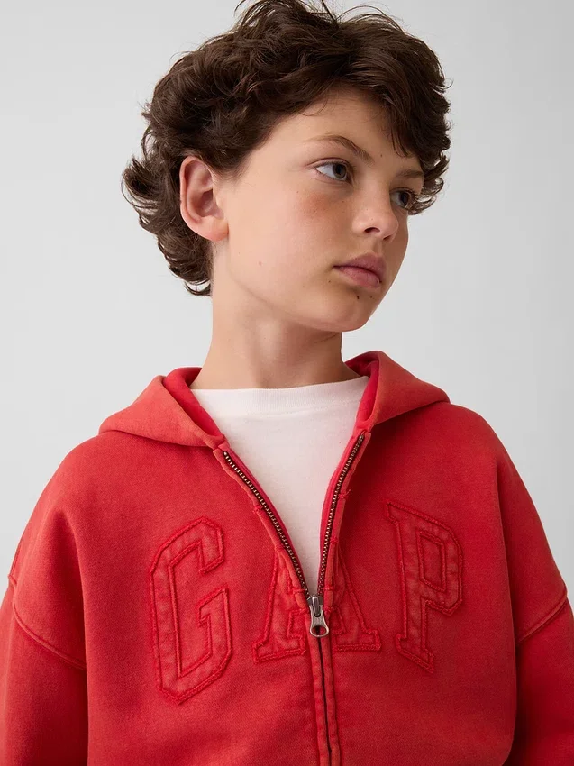 Sweat à capuche zippé pour enfant Vintagesoft à la coupe décontractée et logo