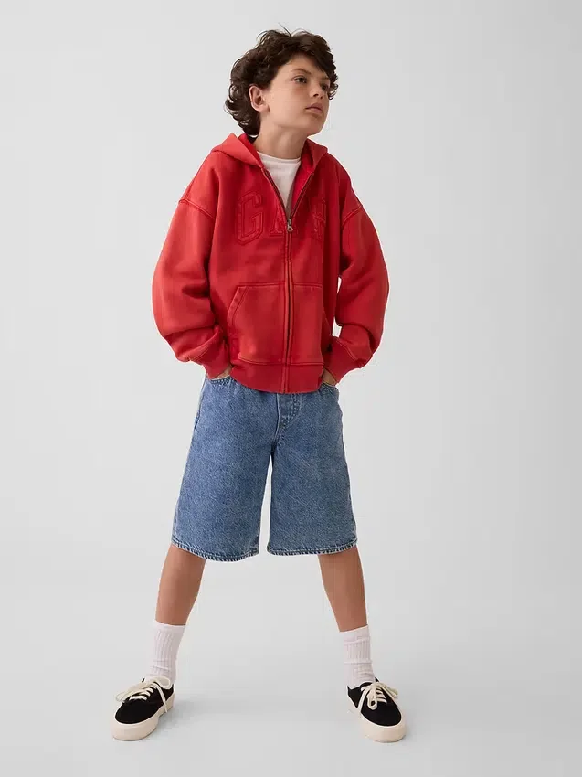 Sweat à capuche zippé pour enfant Vintagesoft à la coupe décontractée et logo