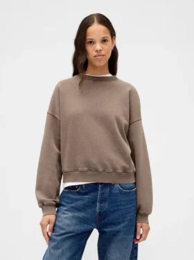 Sweat-shirt à col rond et coupe légèrement raccourcie Vintagesoft
