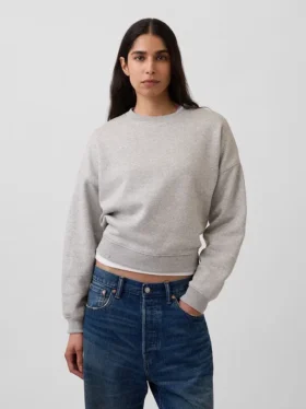 Sweat-shirt à col rond et coupe légèrement raccourcie Vintagesoft