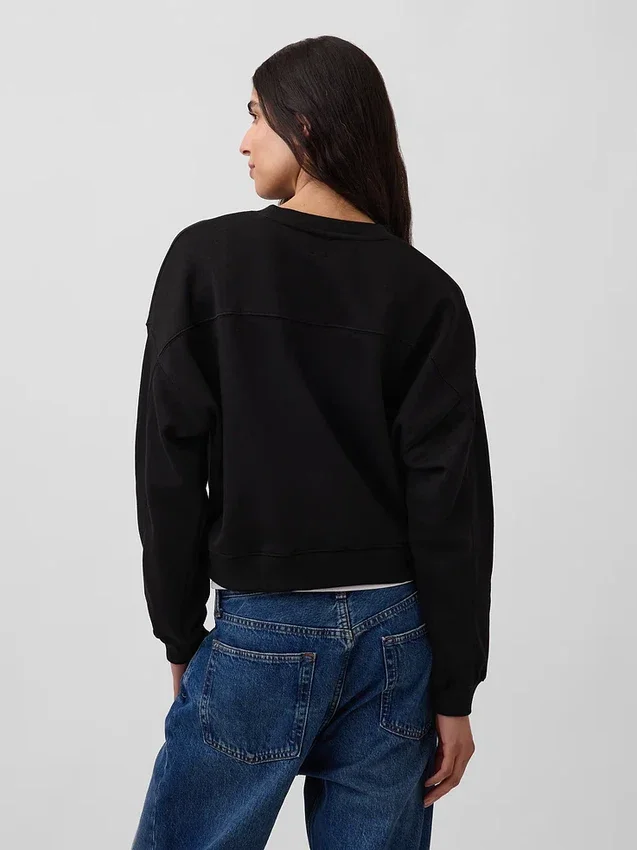 Sweat-shirt à col rond et coupe légèrement raccourcie Vintagesoft