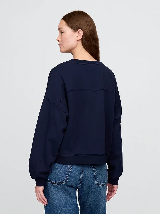 Sweat-shirt à col rond et coupe légèrement raccourcie Vintagesoft