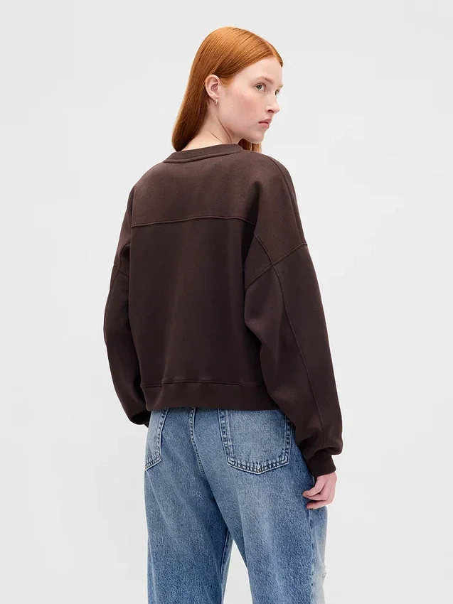 Sweat-shirt à col rond et coupe légèrement raccourcie Vintagesoft