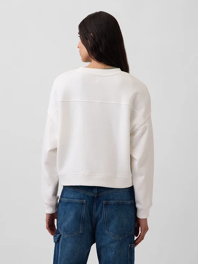 Sweat-shirt à col rond et coupe légèrement raccourcie Vintagesoft