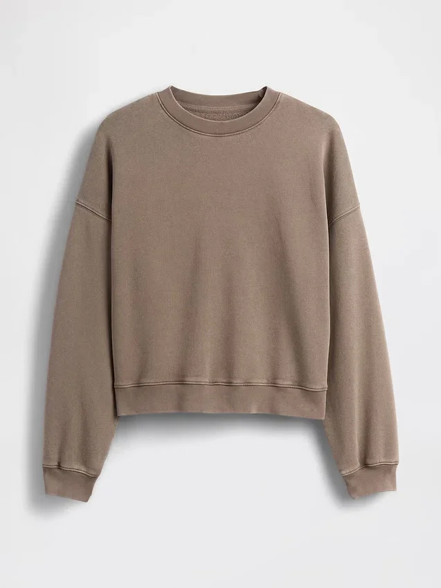 Sweat-shirt à col rond et coupe légèrement raccourcie Vintagesoft