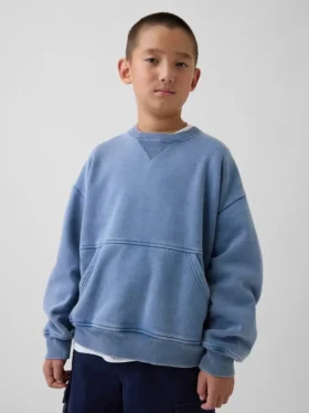Sweat-shirt à col rond et poche Vintagesoft pour enfants, coupe décontractée